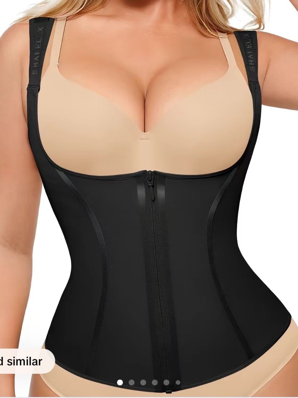 SHAPELIX Black Front-Zip Waist Cincher for Women